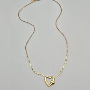 Monet Gold Tone Heart Pendant Necklace Vintage Romantic Layering Gift 15”